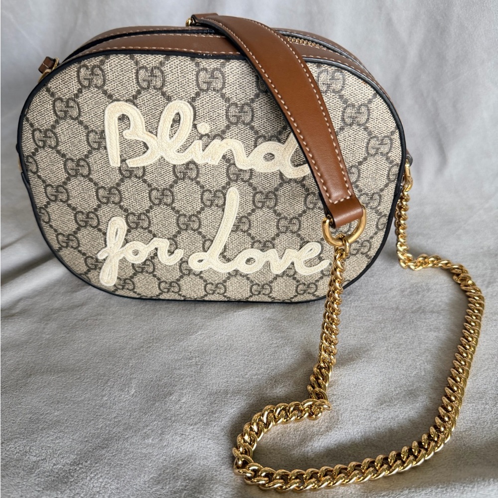Gucci Beige and Brown Crossbody with Gold Chain